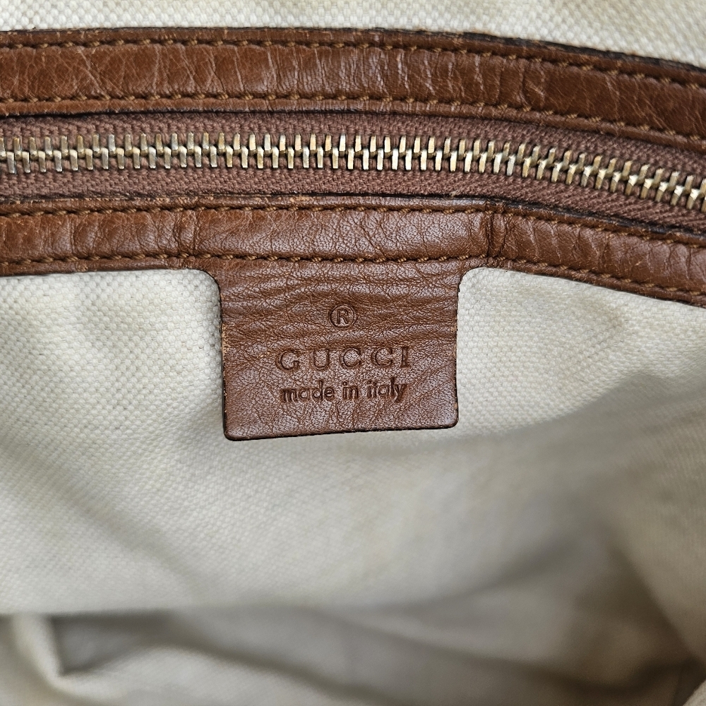 GUCCI Bella Canvas Hobo Bag With Leather Trim & Braided Strap - Picture 13 of 16
